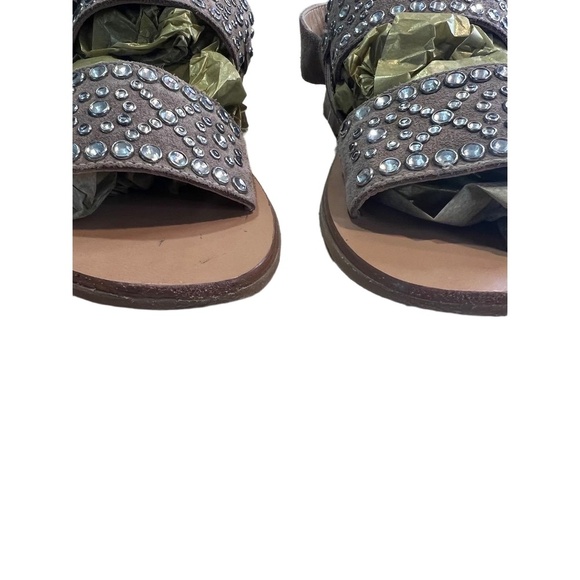 Barbara Barbieri Two Strap Rhinestones Flat Sandals US 7 Made in Italy - Picture 3 of 9